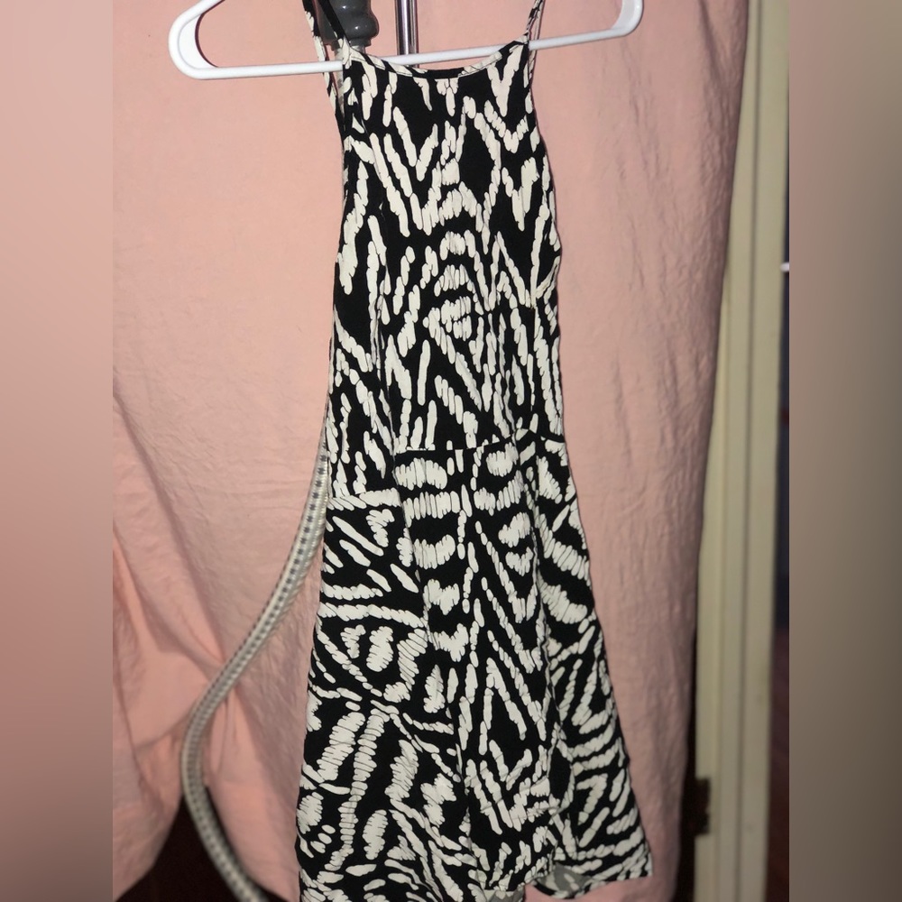 Black and white open back dress